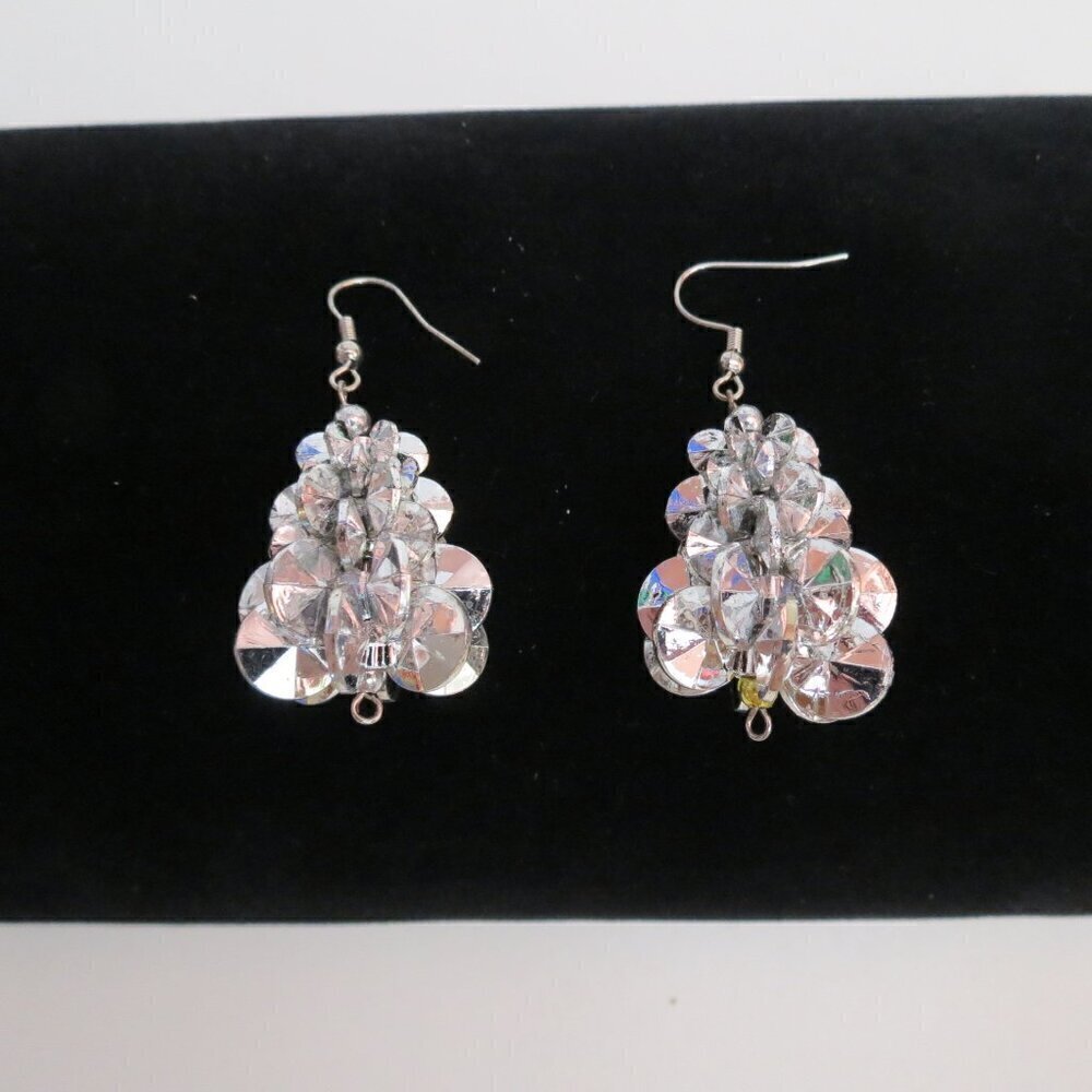 🐈‍ 3/$15 - Vintage Handmade Christmas Tree Earrings Silver #2
